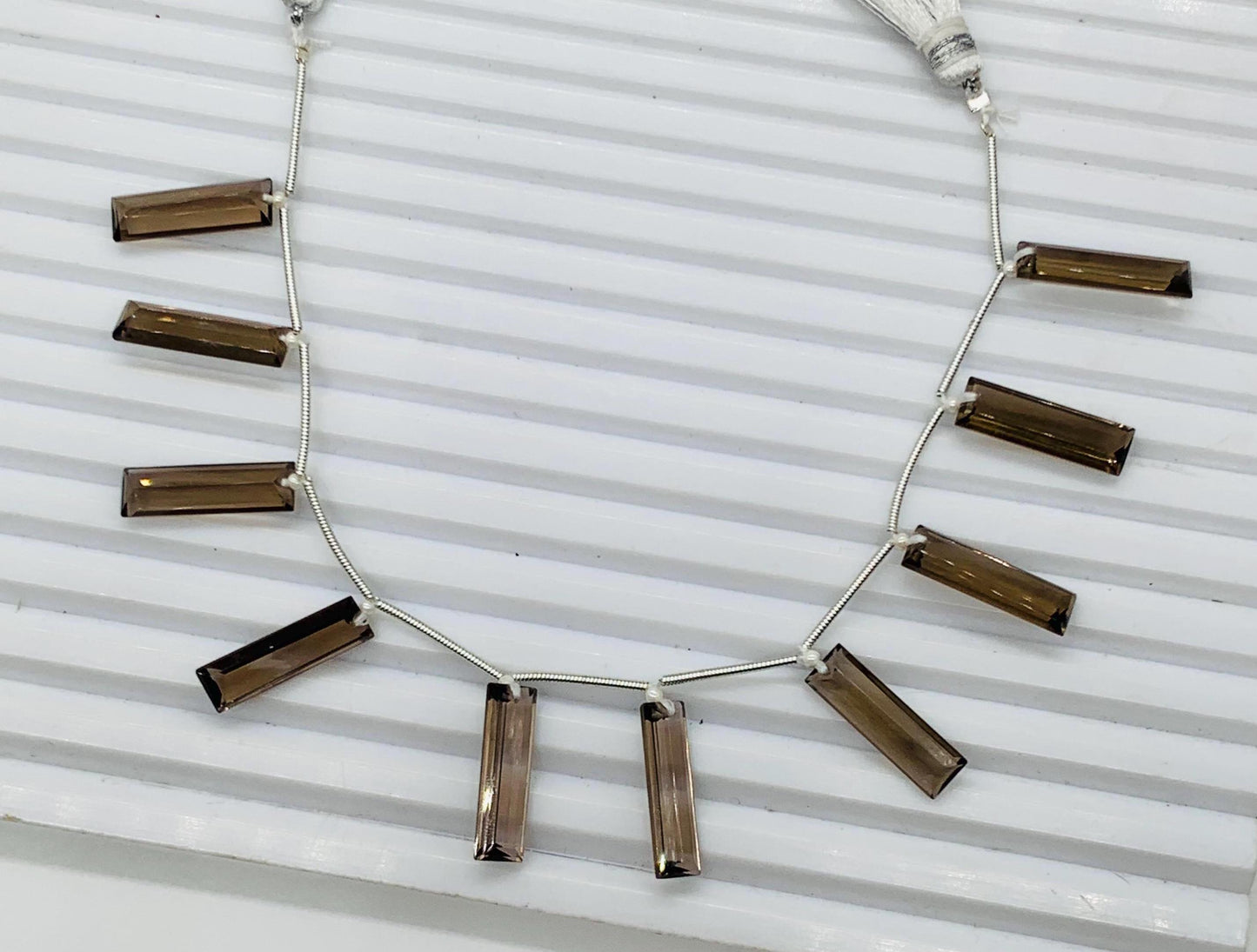 10 Pieces Natural Smoky Quartz Baguette Step cut Faceted Gemstone beads Size 20X6X4mm Gift for her and jewelry making BBI1136