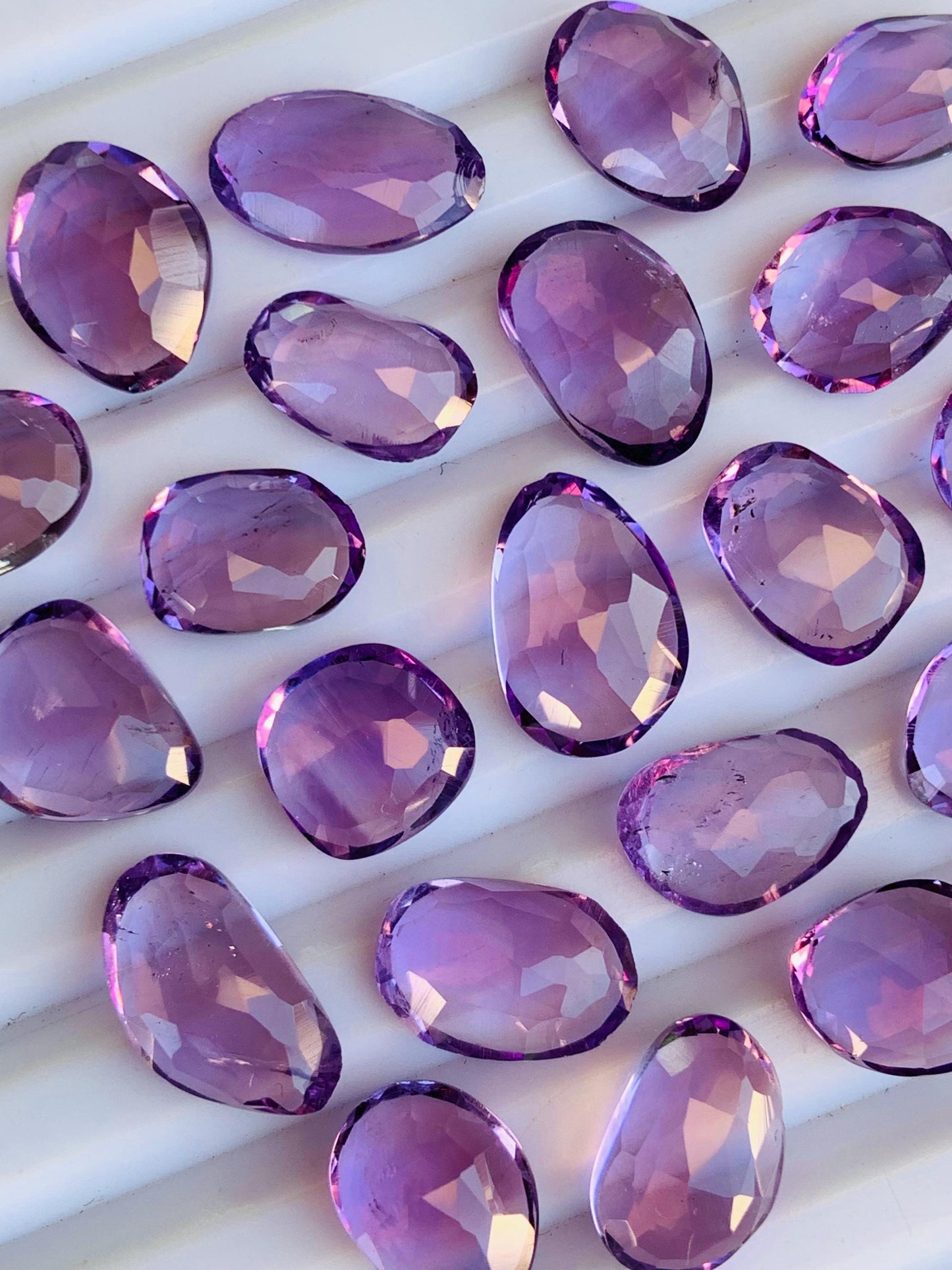 Natural Pink Amethyst Rose Cut Slices Cabochons Faceted Rose Cut Flat Back Cabochons, Rose Cut Loose Gemstone, Pink Amethyst Gemstone Slices