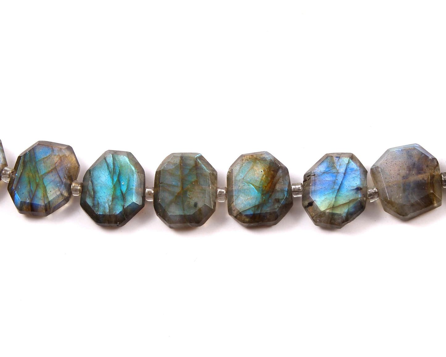 Natural Labradorite Faceted Fancy Beads - Center Drill Gemstone Briolette