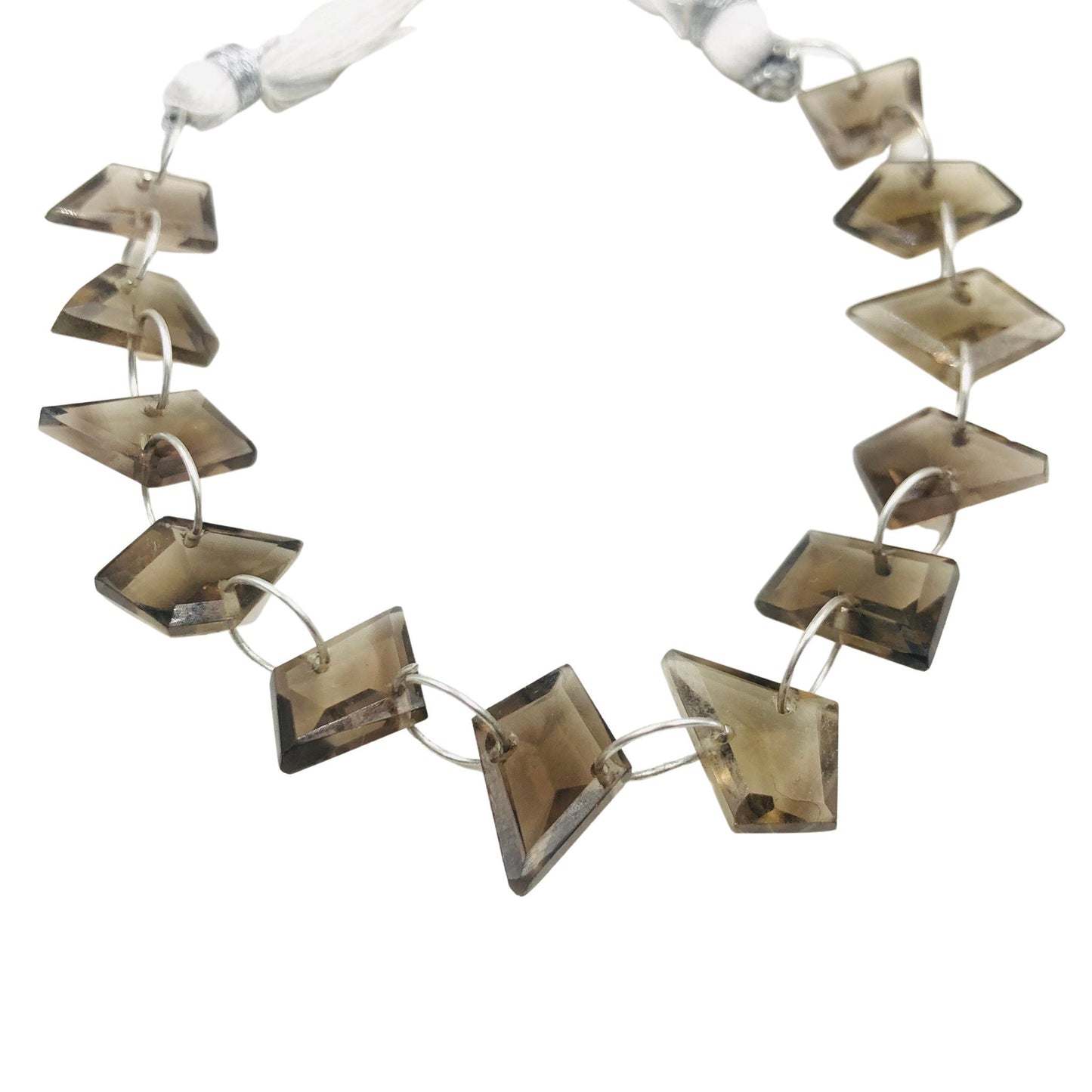 12 Pieces Natural Smoky Quartz Faceted Pentagon Cut Stone Beads , Double Drill Beads Strand , Beads For Jewelry, SKU - BBI741
