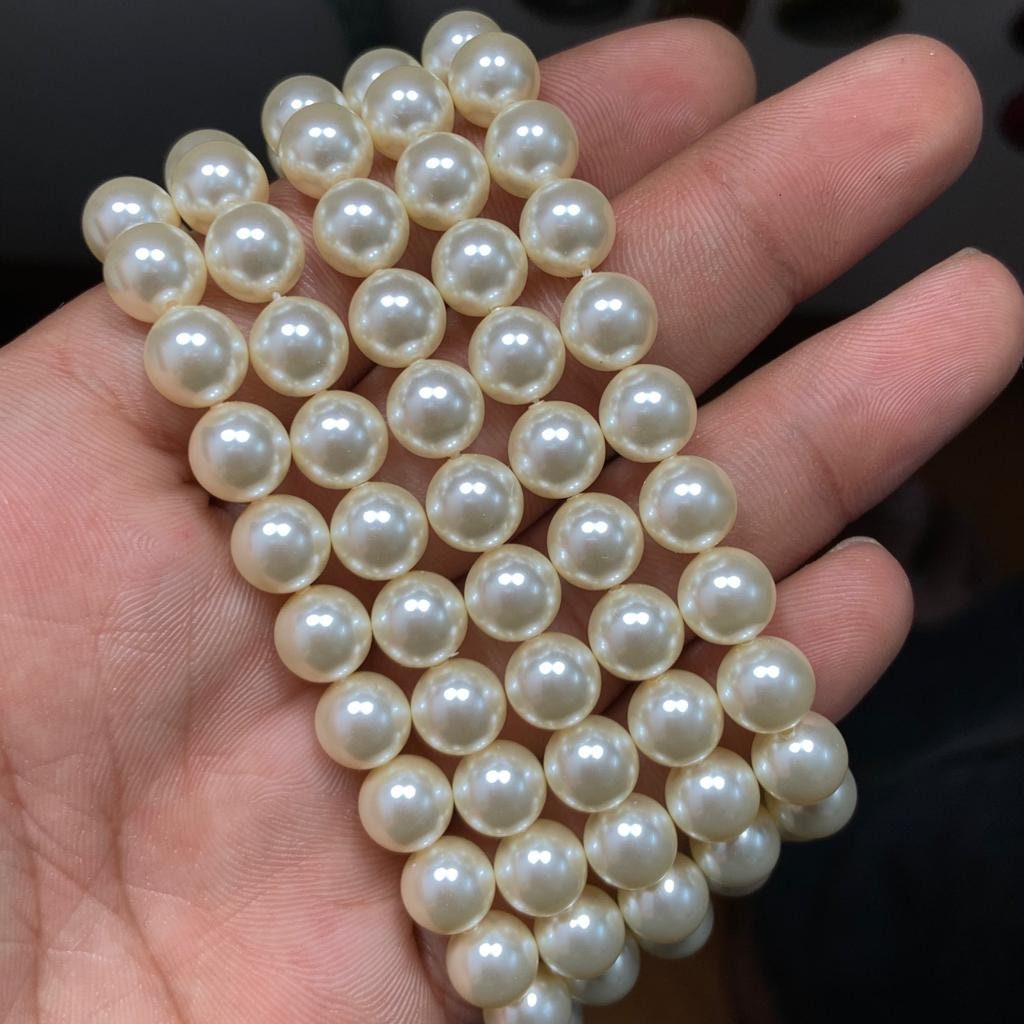 Crystal Cream (001 620) Genuine Swarovski 5810 Pearls Round Glass Beads jewelry making, Cream Color Pearl Center Drill hole | Size 6mm, 8mm