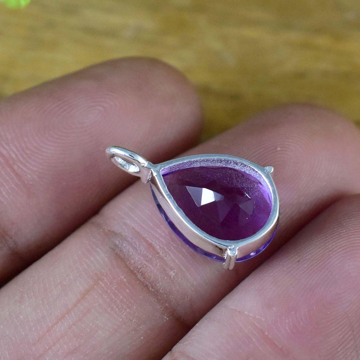Natural Purple Amethyst Pendant 925 Silver Dainty Minimalist Necklace Gift for Women