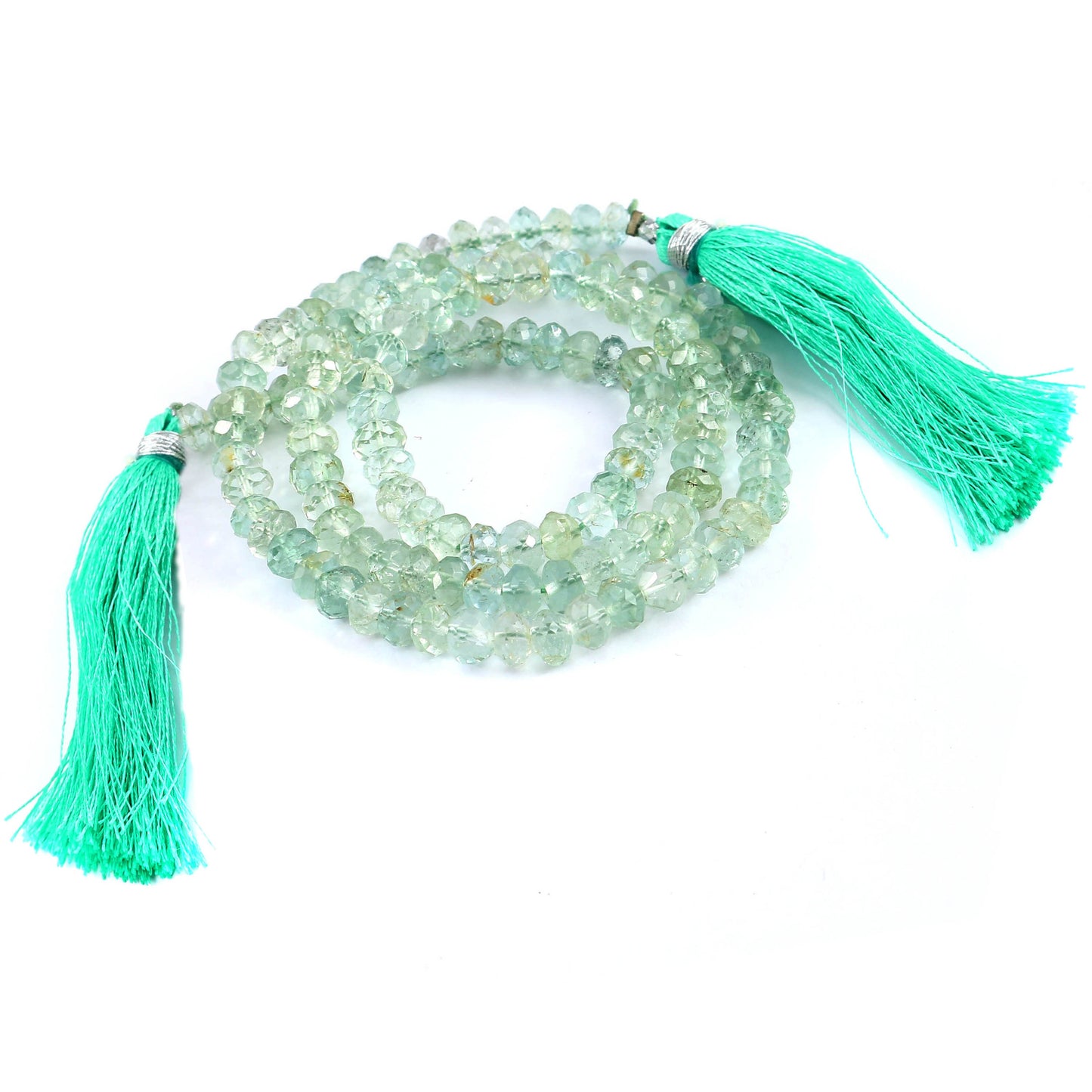 Natural Green Aquamarine 4mm Faceted Rondelle Briolette Beads 16 Inch Gemstone Beads