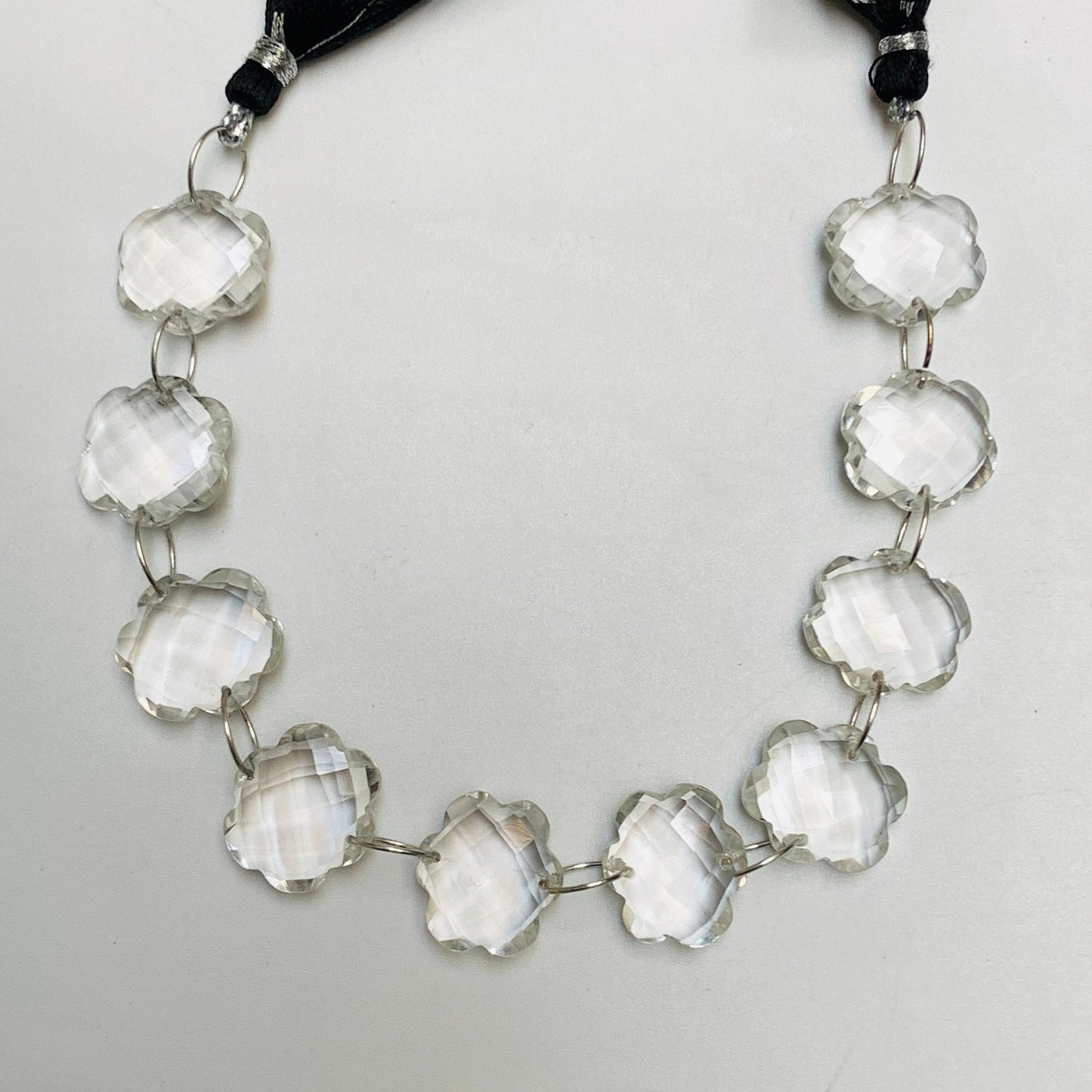10 Pieces Natural Crystal Quartz Faceted Double Drilled Gemstone Beads, Cloud Shape Gemstone, Hand Carved Gemstone Size 14x15x6mm