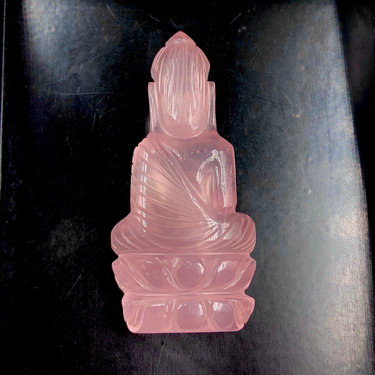 Natural Rose Quartz Buddha Hand Carved Gemstone Statue