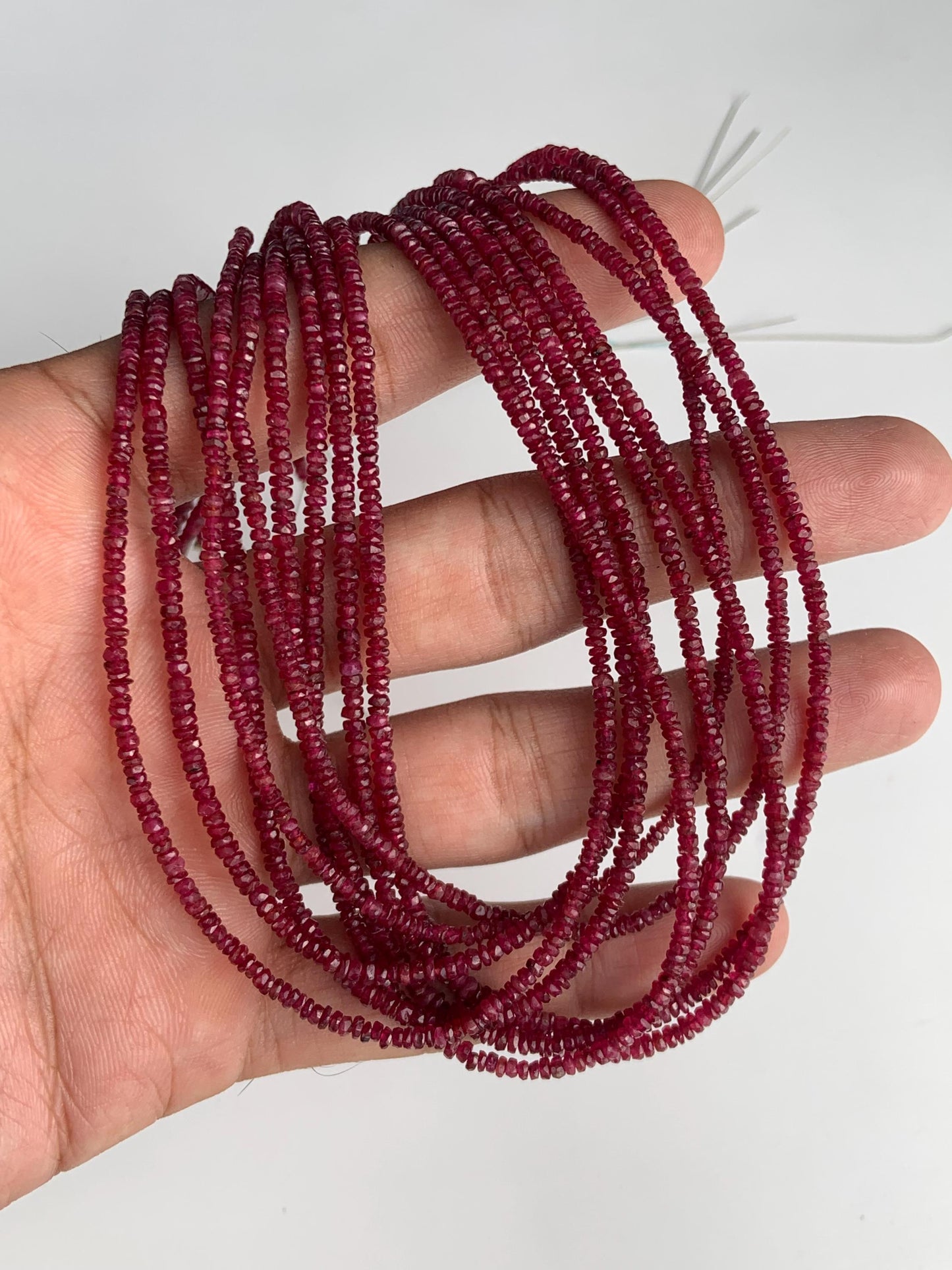Natural Ruby Faceted Rondelle Briolette Beads – AAA Quality, 17” Strand