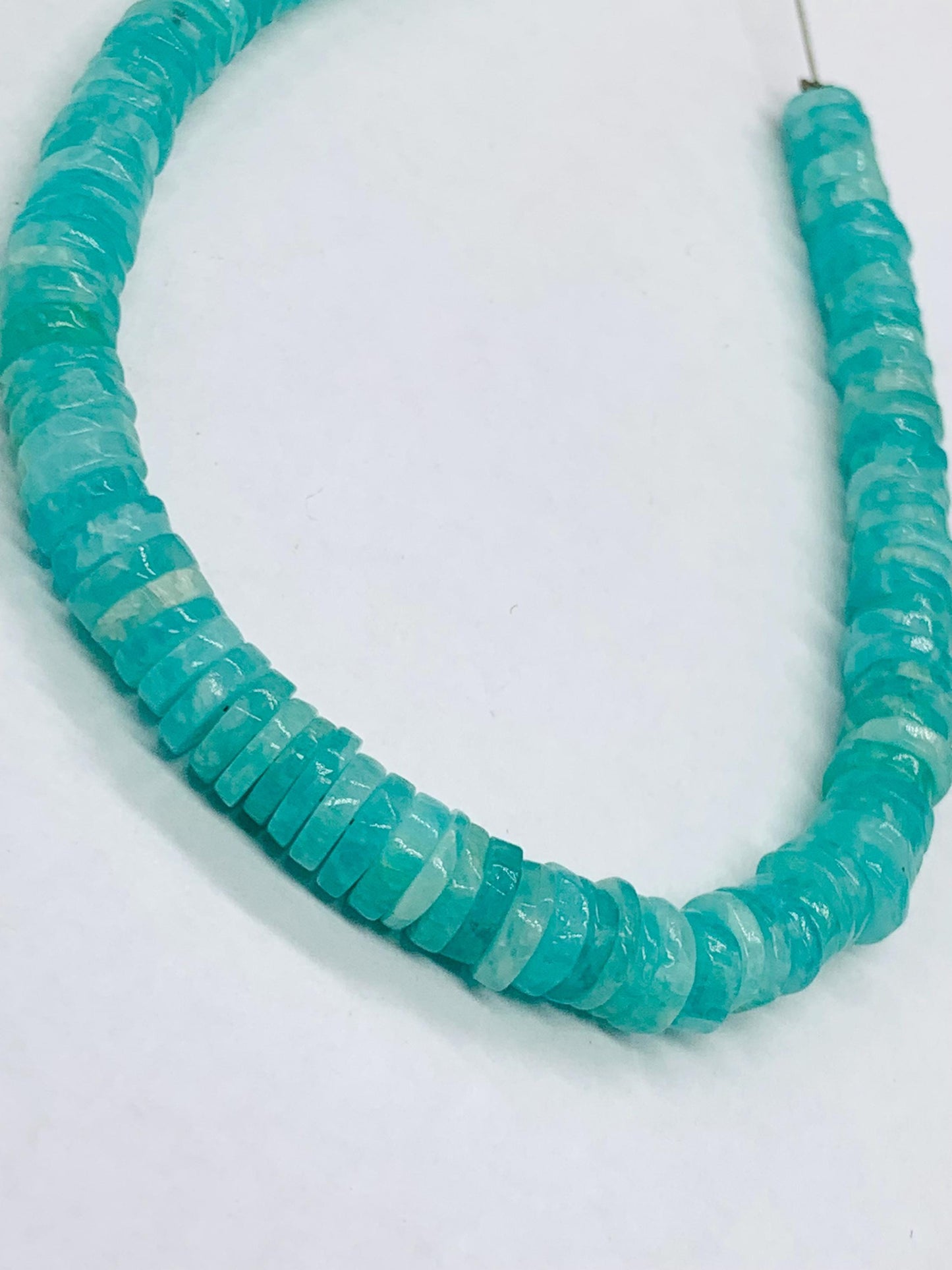 16" Strand Natural Amazonite Smooth Heishi Tyre Shape Gemstone Beads Amazonite Plain Beads Semi Precious Stone Jewelry Making Crafts