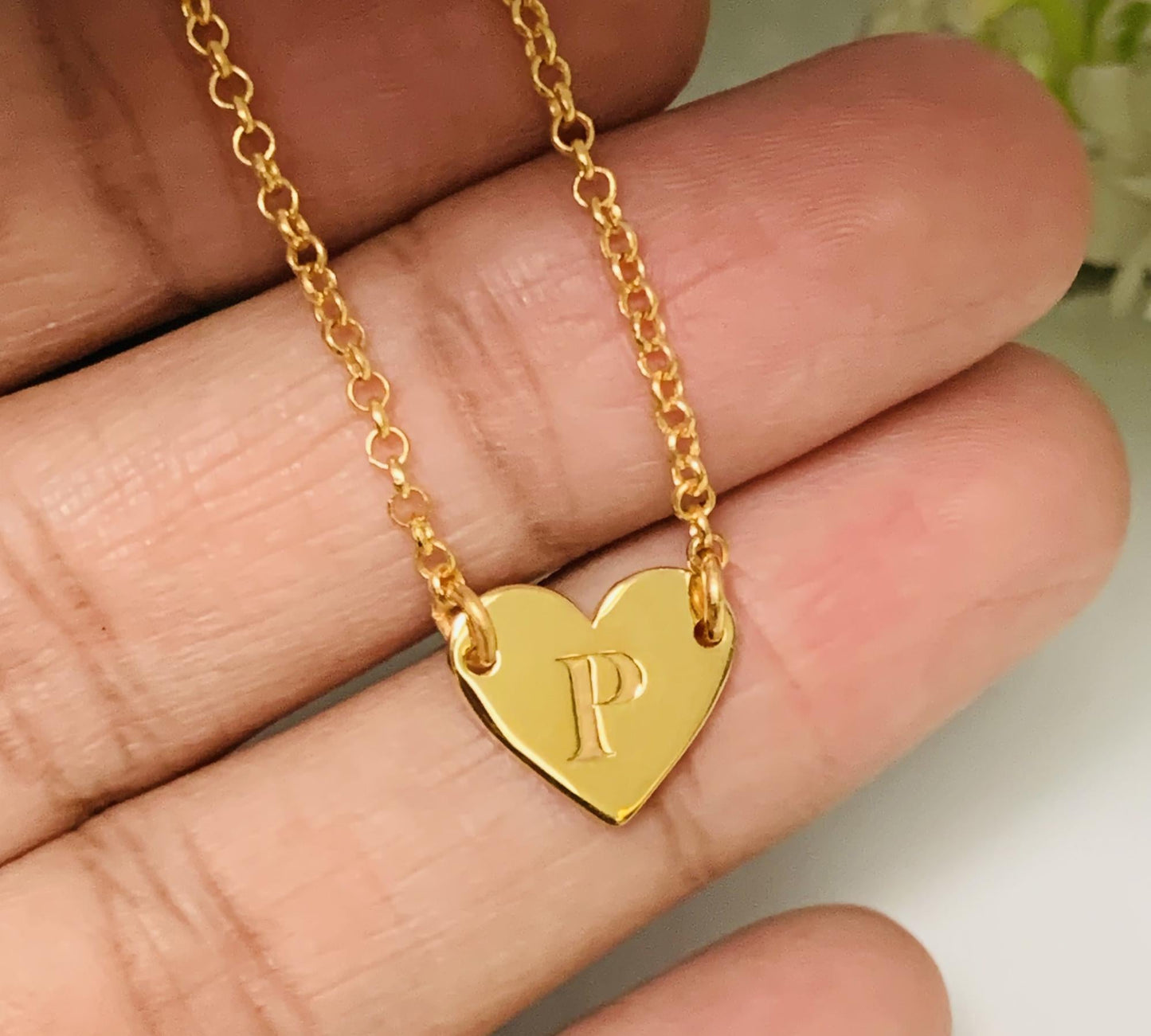 Heart Initial Necklace – Dainty 18K Gold Personalized Letter Pendan - BeadsBoatInc
