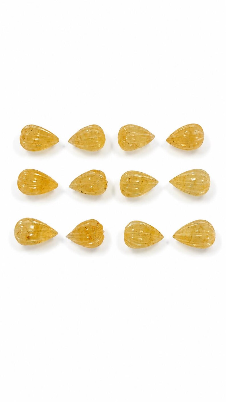 Yellow Aventurine Teardrop Briolette Beads 8x11mm