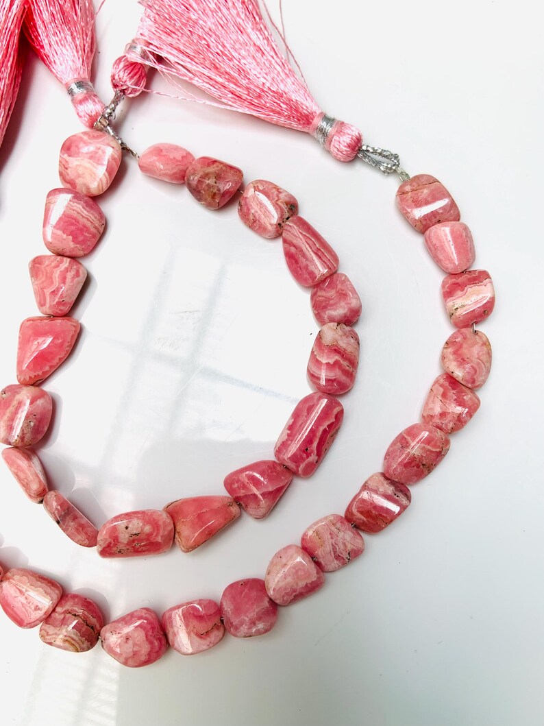 Natural Rhodochrosite Fancy Shape Nugget Briolette Strand 9 Inch