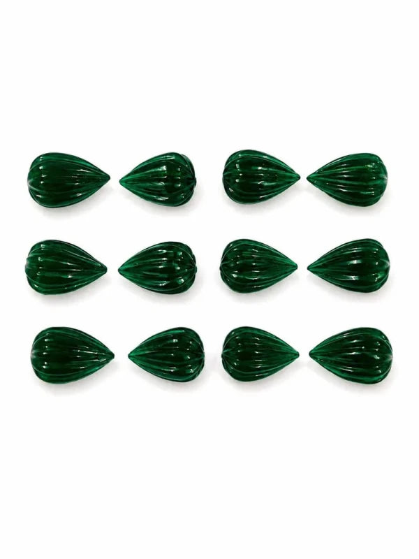Natural Green Jade Carved Drop Briolette Beads 8x11mm - BeadsBoatInc