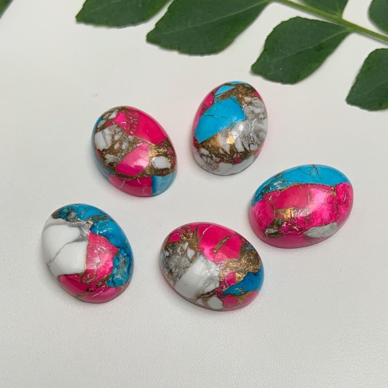 Natural Pink Turquoise Cabochons - Oval Shape Smooth Loose Gemstone - BeadsBoatInc