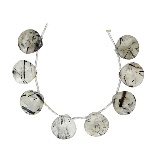 14mm Natural Teardrop Black Black Rutile Gemstone Beads Necklace Gift For Her, Faceted Black Rutile Necklace, A Precious Gift For Her BBI906