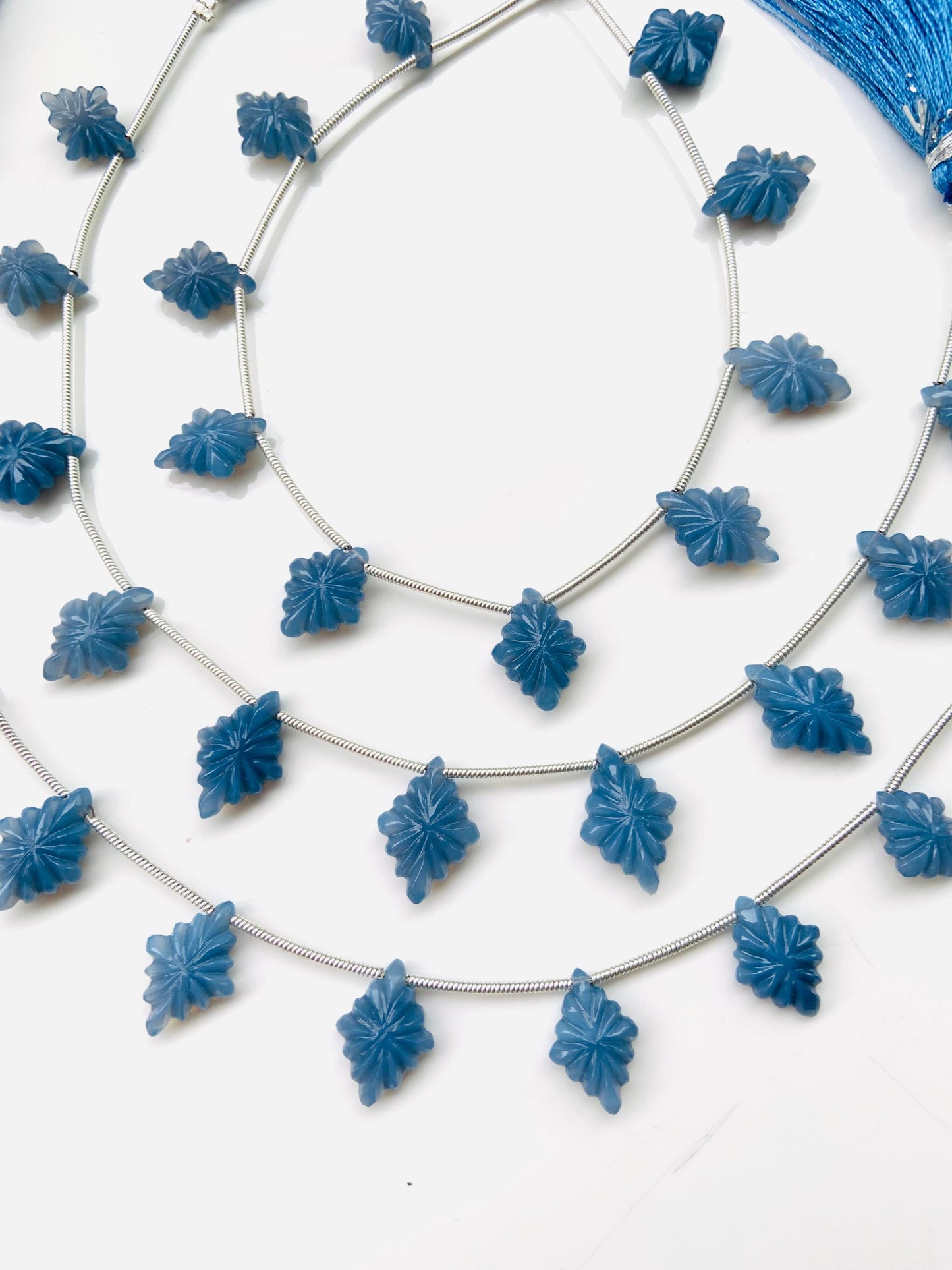 10 Pcs Natural Blue Opal Fancy Lozenge Briolette Side Drill Beads 11x15mm