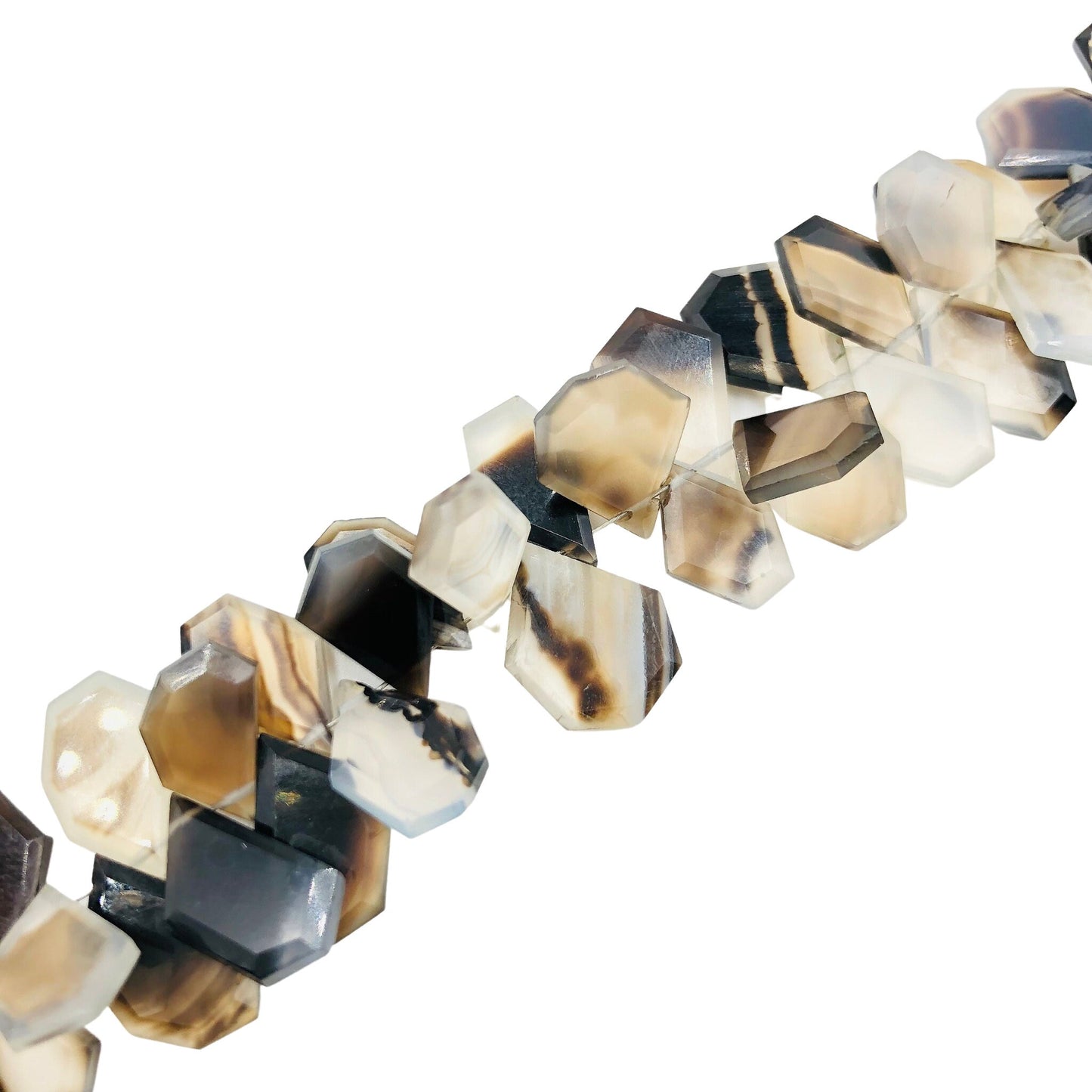 Natural Shaded Smoky Quartz Faceted Fancy Slices Cut Nugget Beads , Side Drilled, Genuine Shaded Smoky Quartz Gemstone Beads , SKU - BBI763