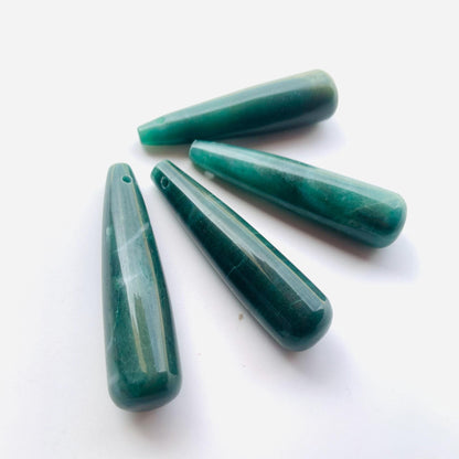 Natural Green jasper Smooth Long teardrop Gemstone Size 15x60mm Side drill teardrop for wedding jewelry Earring Making gemstone gift for her