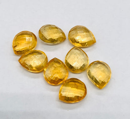 Natural Citrine Faceted Pear Shape Gemstone, Size 10x12mm, Matching Pair Briolette, Earring Making Gemstone