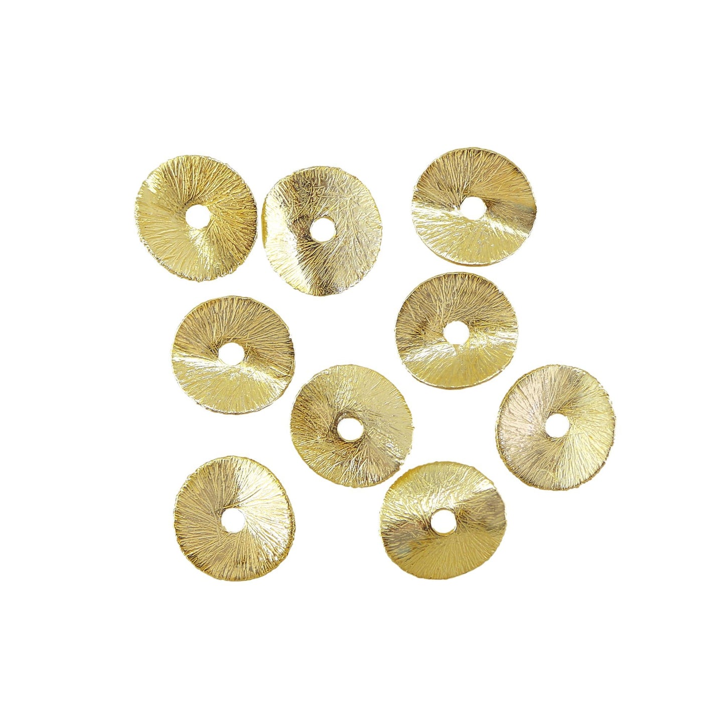 12mm - 20pc Gold Wavy Disk Spacer Beads, Brushed Gold Plated Disc Spacers For Jewelry Making, Heishi Spacers