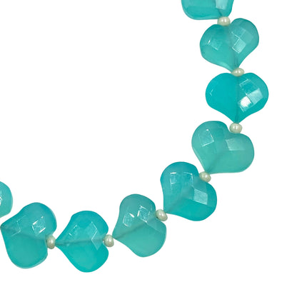 Quality 100% Natural Aqua Chalcedony Faceted Heart Shape Gemstone Beads , Aqua Chalcedony Gemstone Jewelry Beads , 10mm Approx, BBI1556