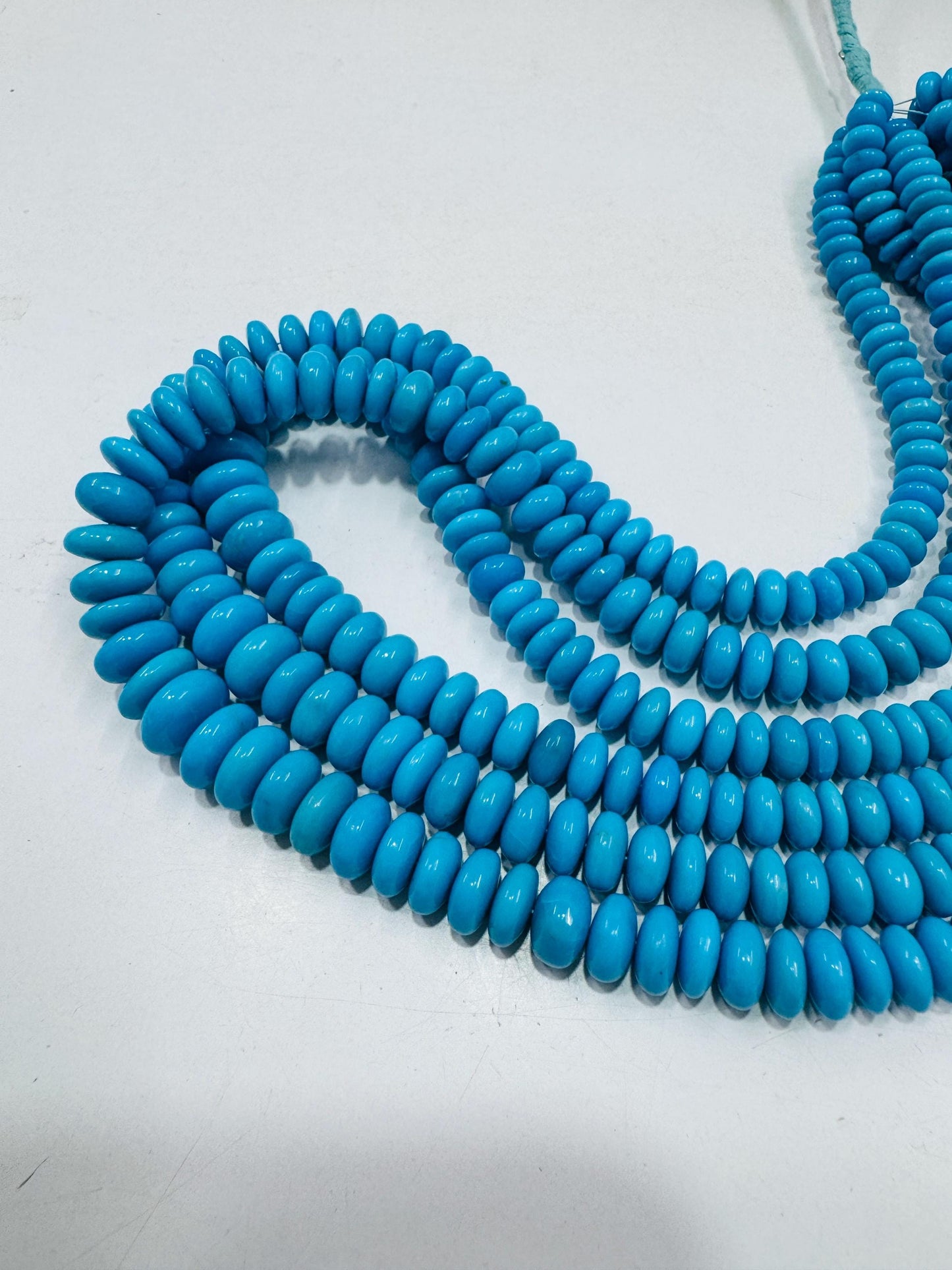 Natural Blue Turquoise Sleeping beauty Rondelle Beads, 6-10mm, 16 Inch Strand