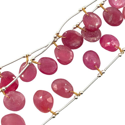 10 Pcs Natural Red Ruby Rose Cut Slice Cabochons | Freeform Flat Back Gemstones