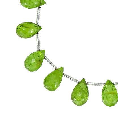 AAA+ Peridot Teardrop Briolette Beads | 6mmx8mm Drops | Natural Peridot Semi Precious Gemstone Faceted Teardrop for Jewelry BBI826