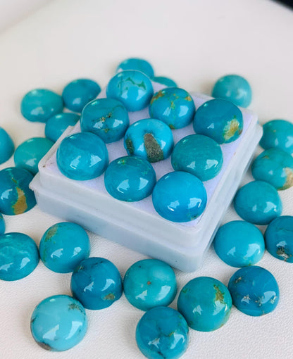 Natural Arizona Turquoise Smooth Round Gemstone Cabochon, CALIBRATED Loose Stone Cab, Round Jewelry Making Cabochon Semi Precious Cabochons