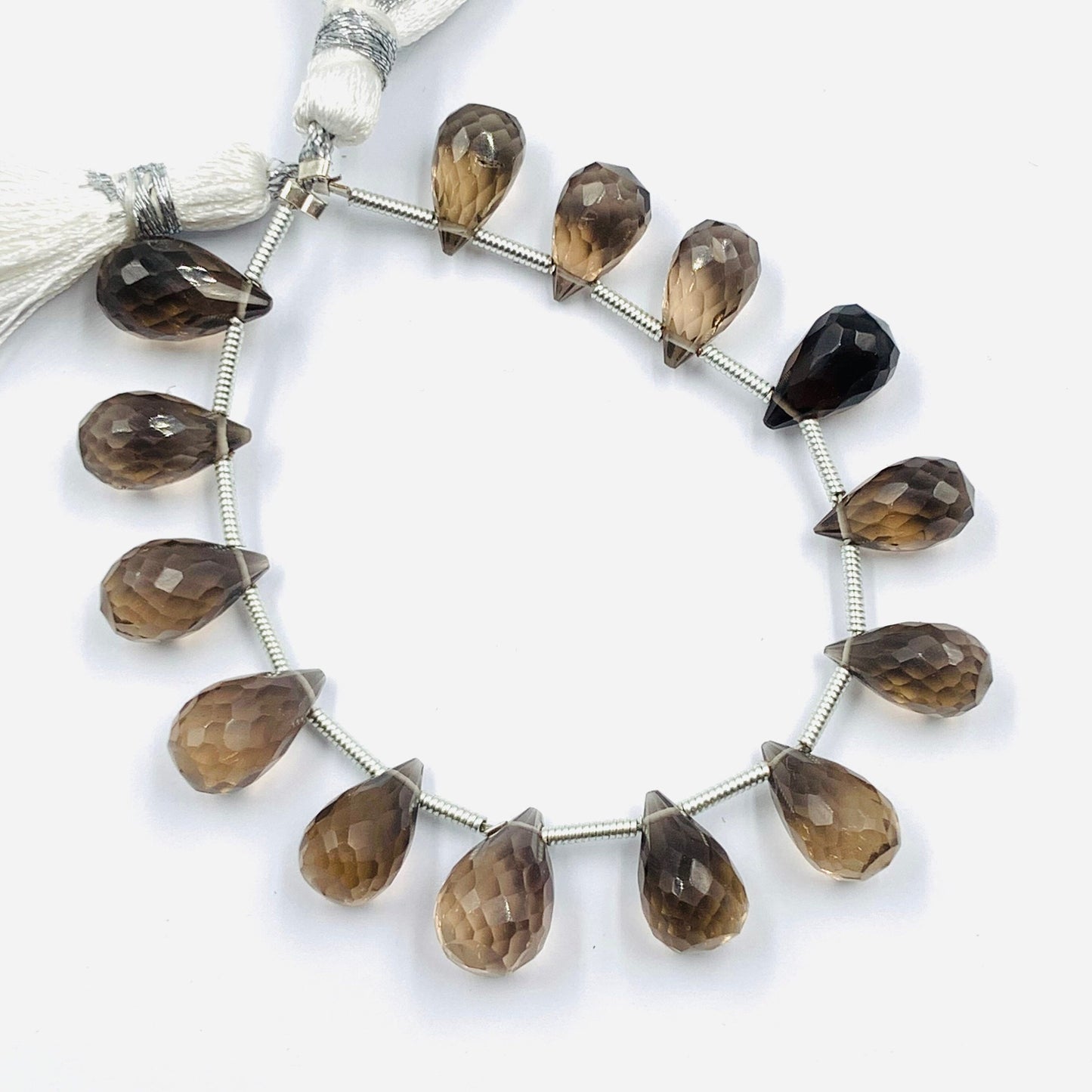 4 Inches Natural Smoky Quartz Buds Briolette Beads Smoky Quartz Gemstone Faceted Flower Buds Size 5X9mm To 6X10mm Smoky Drops jewelry making