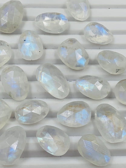 Natural White Rainbow Rose Cut Slices Cabochons Faceted Rose Cut Flat Back Cabochons Rose Cut Loose Gemstone, white Rainbow Slice Cut