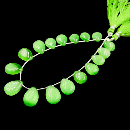 Monalisa Green Smooth Pear Shape Gemstone Briolette, Side Drilled Pieces, Teardrop Shape Strand, Jewelry Making Stone, SKU-BBI729