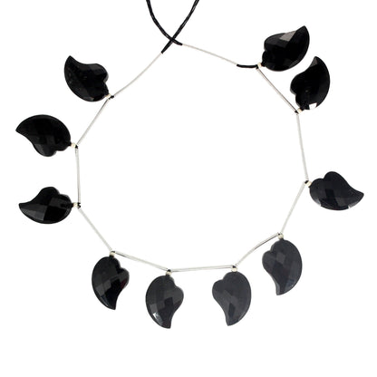 AAA+ Natural Black Tourmaline Fancy Faceted Beads 18x13mm