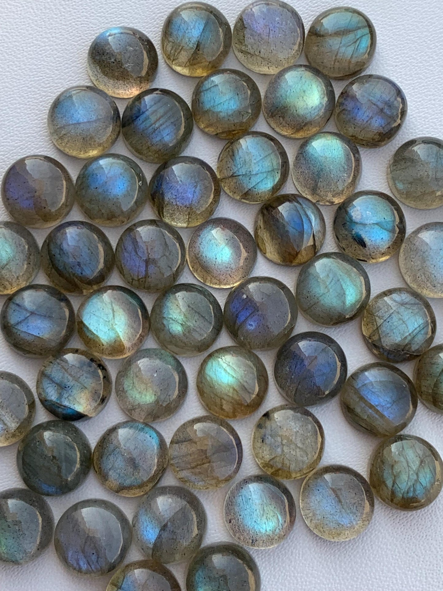 Natural Labradorite Blue Flashy Smooth Round Gemstone Cabochon, CALIBRATED Loose Stone Cab, Round Jewelry Making Cabochon Semi Precious Cabs