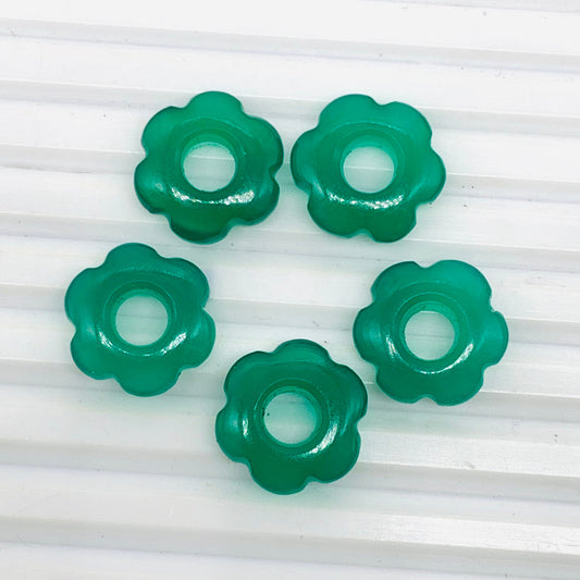 4 Pcs Natural Green Onyx Smooth Flower Gemstone Beads 15mm Carved Flower jewelry Green Onyx Gemstone Jewelry Handmade Bracelet Beads