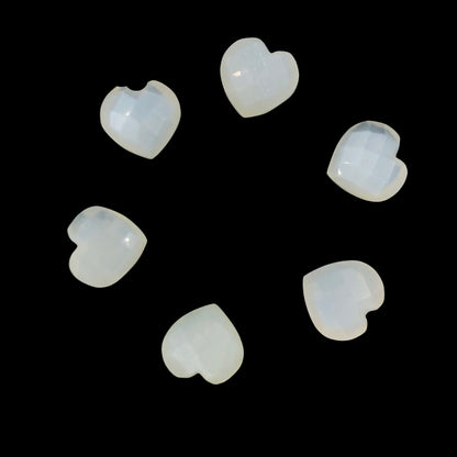 2 Pieces Natural White Moonstone Faceted Heart Shape Gemstone, Size 10mm, Hand Carved Briolette Beads, Loose Stone For Jewelry, SKU-BBI309
