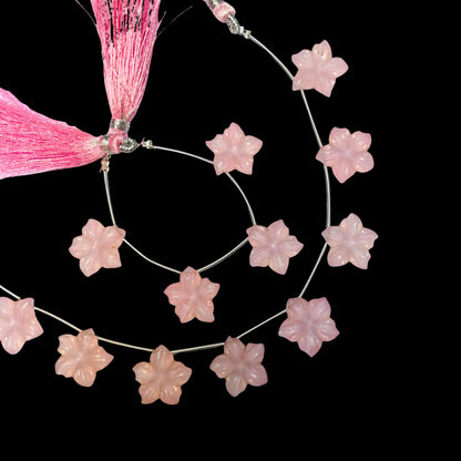 4 Pieces Pink Quartzite Carved Flower Shape Briolette Side Drill Beads Pink Quartzite Flower Shape Gemstone Beads size 16X16X3 mm