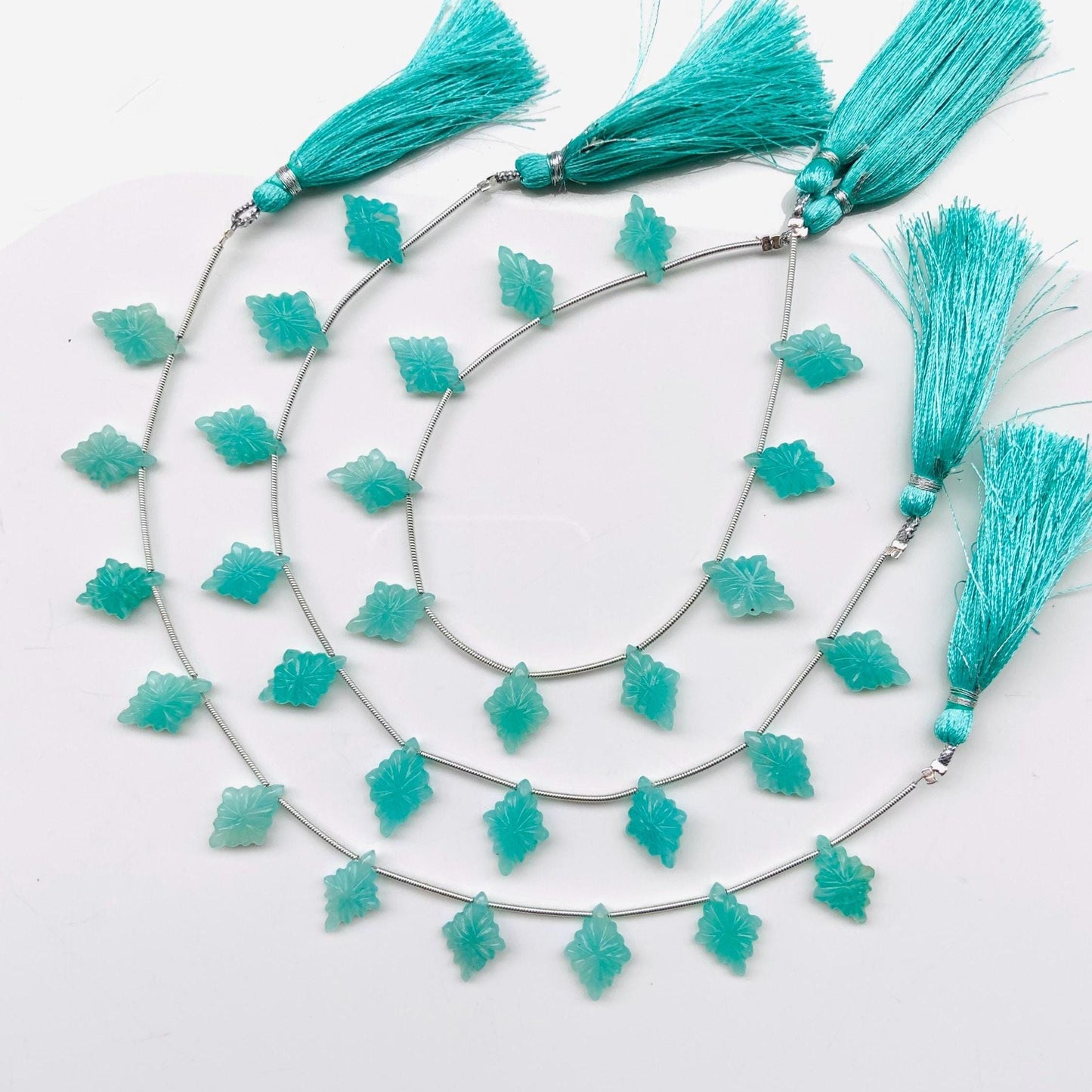 10 Pcs Natural Amazonite Slot Carved Side drill gemstone Fancy shape Briolette lozenge gemstone bead for jewelry Size 11x15x4mm gift for her