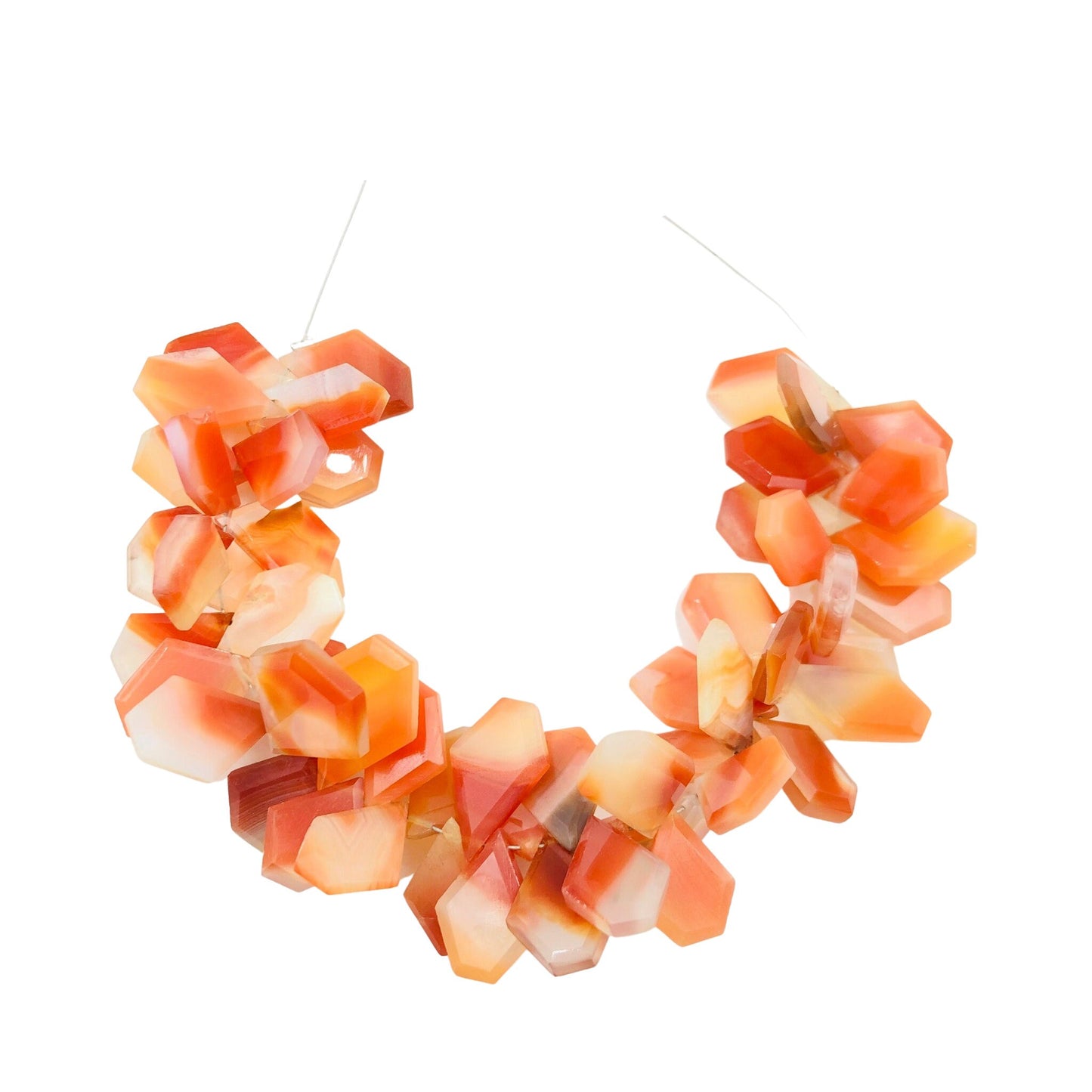Shaded Carnelian Faceted Slice Cut Nugget Beads – Side Drill Gemstones
