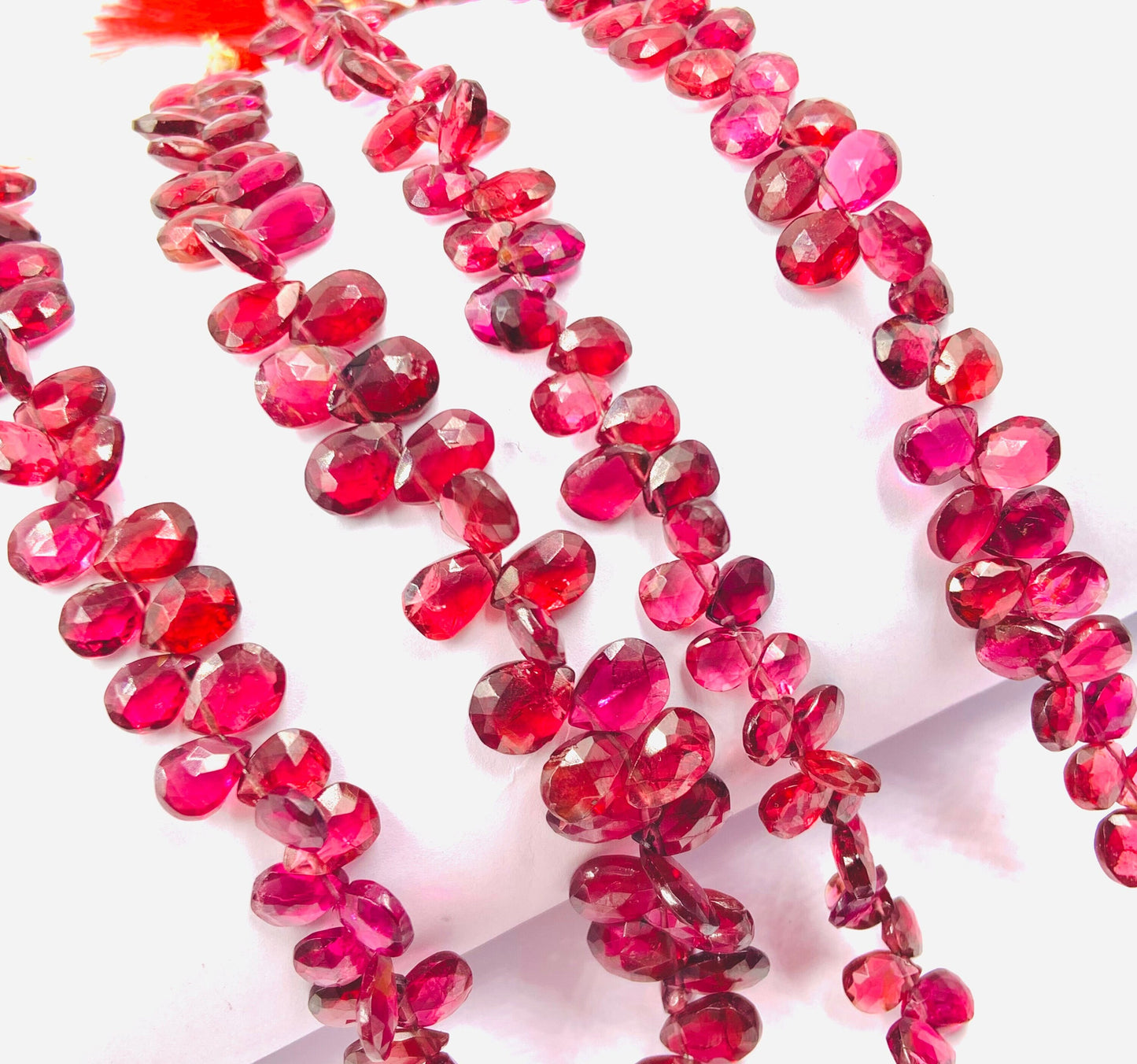 Natural Rhodolite Garnet Gemstone Pear Briolette Beads | Natural Rhodolite Semi Precious Gemstone Faceted Beads 8 Inch Strand