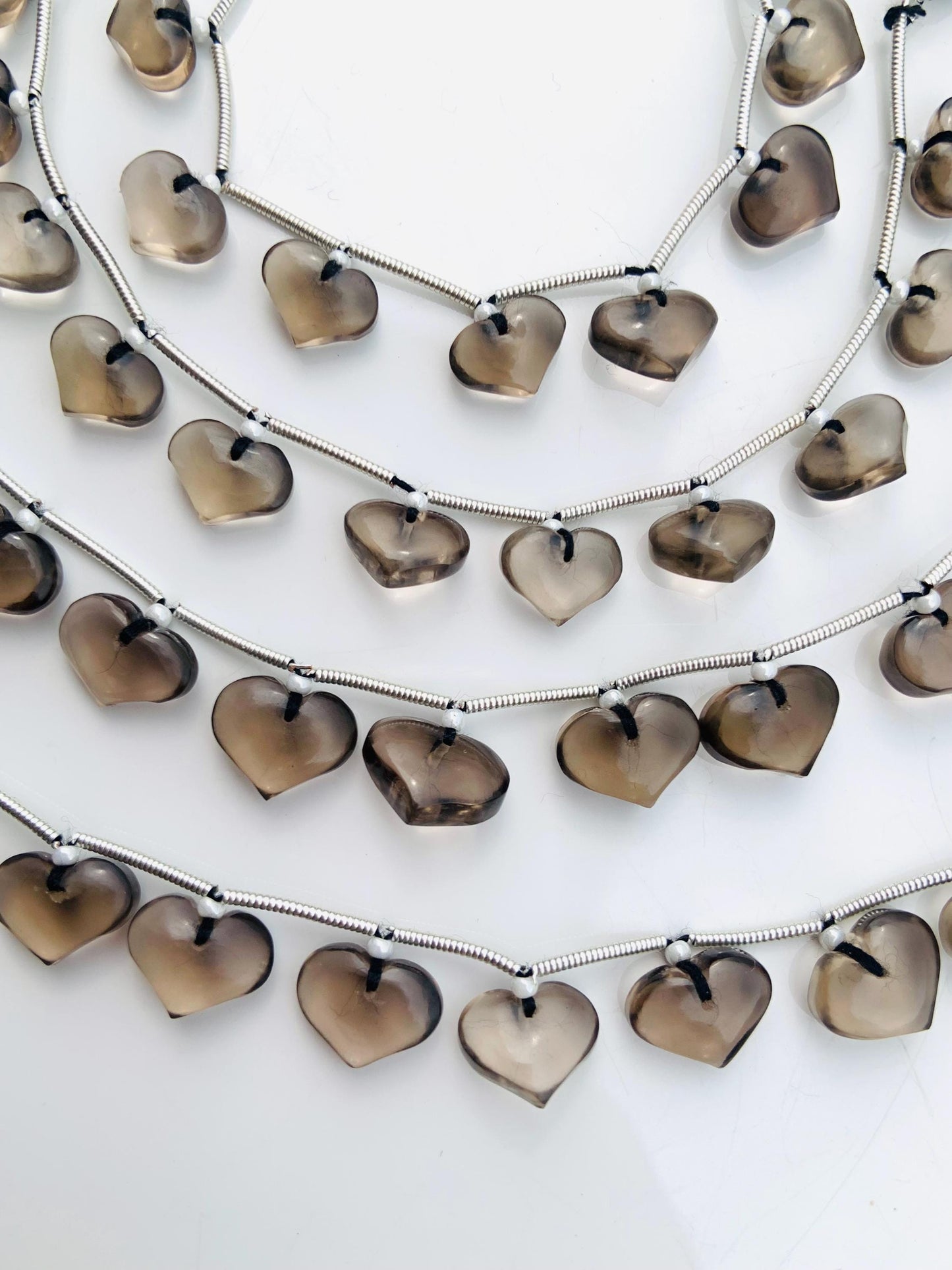 10 Pcs Natural Smoky Quartz smooth heart shape face drill gemstone Fancy shape Briolette gemstone bead for jewelry Size 8x10x5 gift for her
