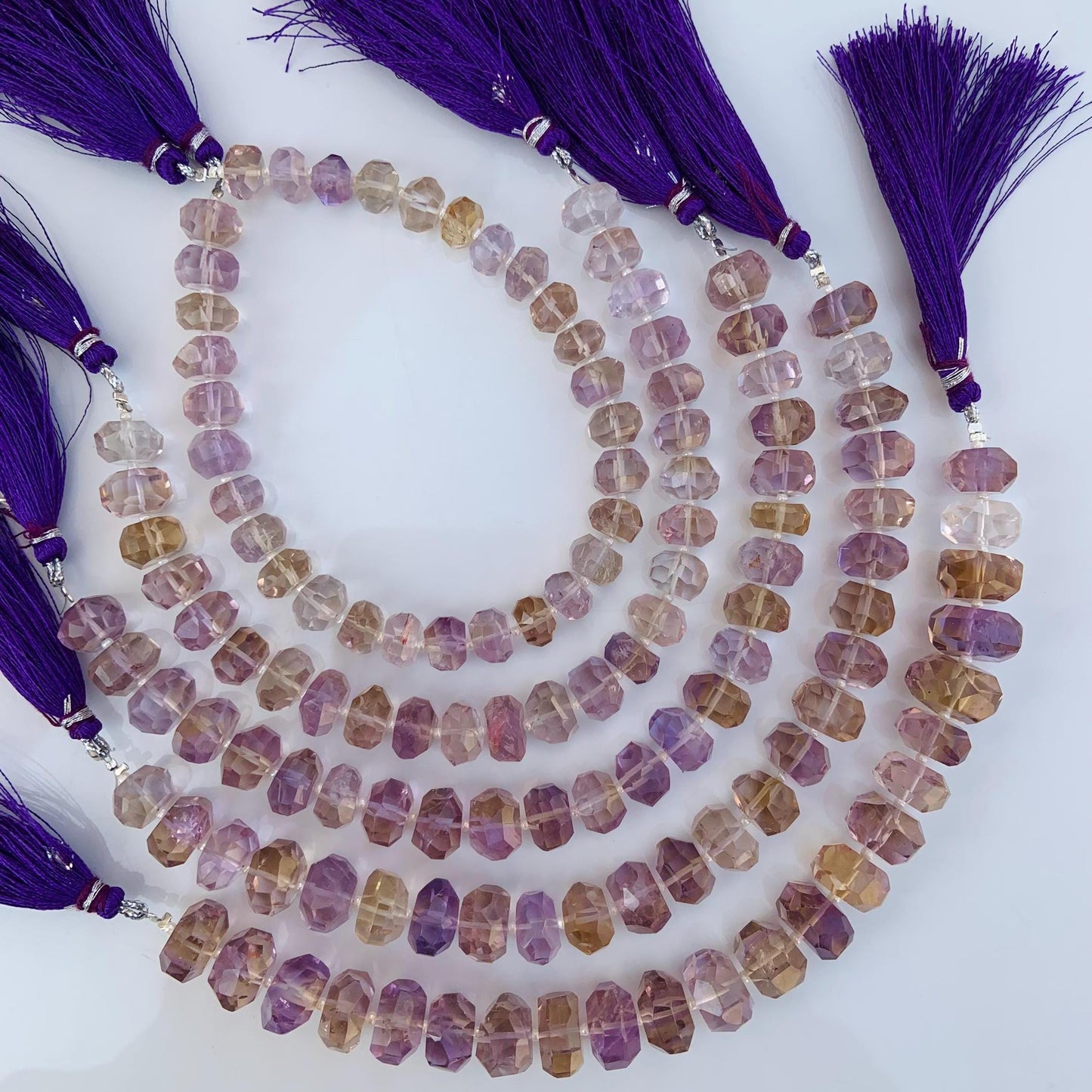 Natural Ametrine Faceted Tumble Cubes Center Drill Natural Gemstone Beads Ametrine Faceted Beads | Ametrine Cube beads | 8 Inches Strand