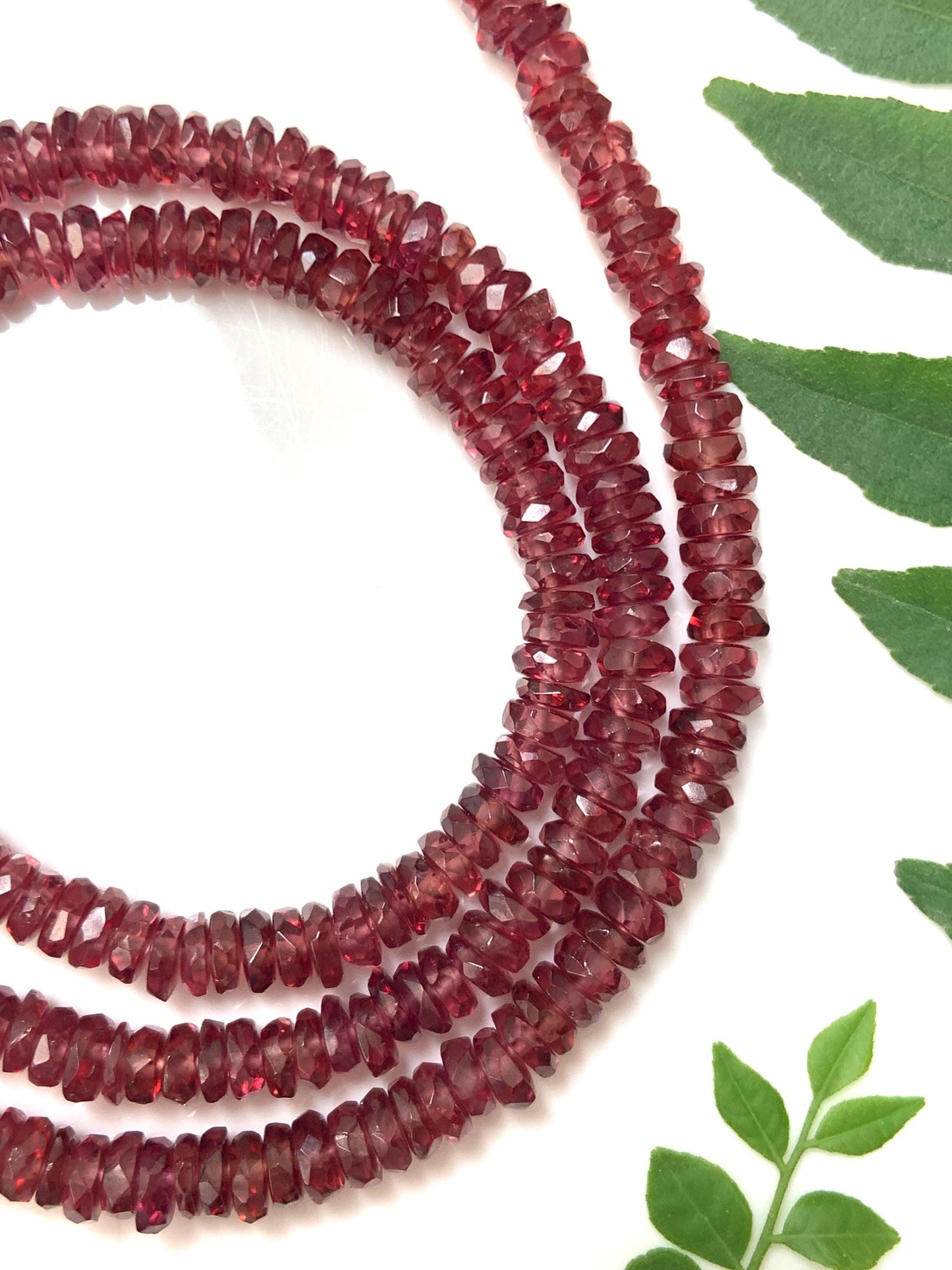 Natural Garnet Faceted Rondelle Beads - AAA Gemstone Strand 16 Inch