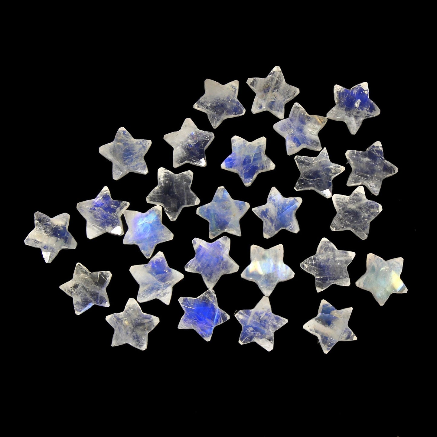 Rainbow Moonstone Star Beads 10mm Blue Flash Gemstone Briolette for Jewelry Making