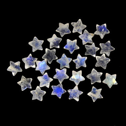 Rainbow Moonstone Star Beads 10mm Blue Flash Gemstone Briolette for Jewelry Making
