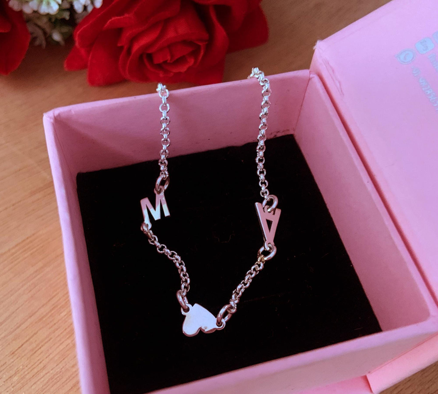 925 Sterling Silver Initial Letter Bracelet - Personalized Jewelry Gift for Her