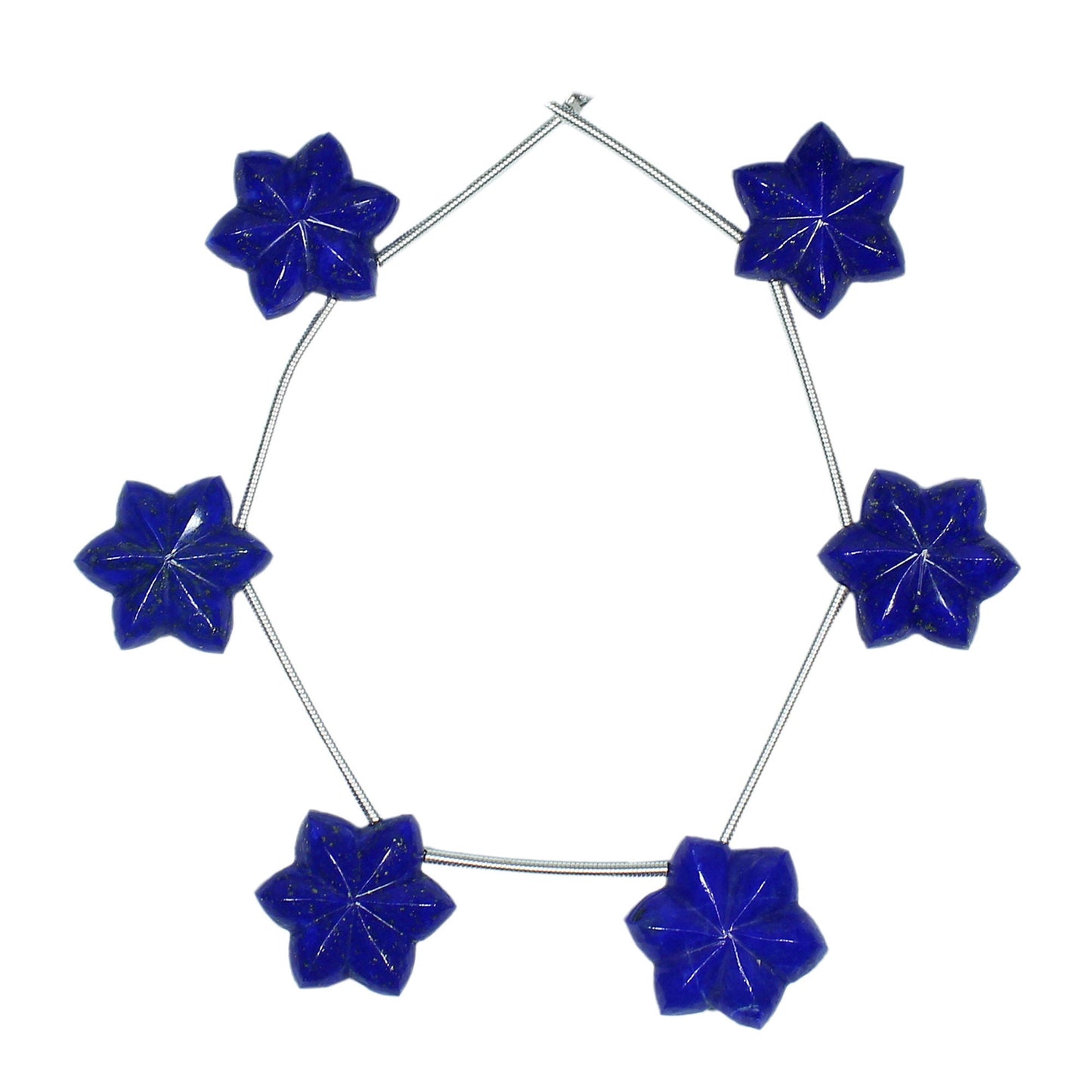 Natural Lapis Lazuli Carved Flower/Star Briolette Beads – Side Drill Gemstones