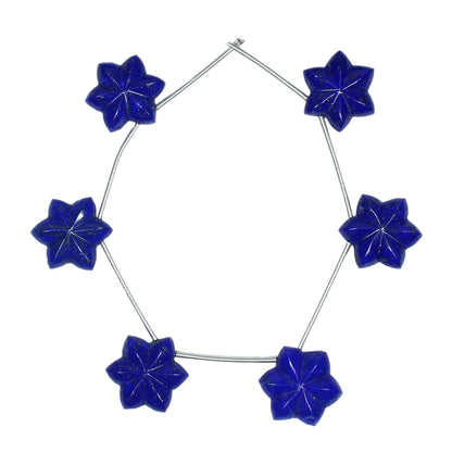 Natural Lapis Lazuli Carved Flower/Star Briolette Beads – Side Drill Gemstones