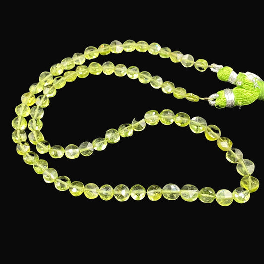 Natural Peridot Faceted Coin Shape Beads Briolette , Natural Peridot Semi Precious Gemstone for Jewelry Coin Beads ,5mm 14"inch  SKU BBI793