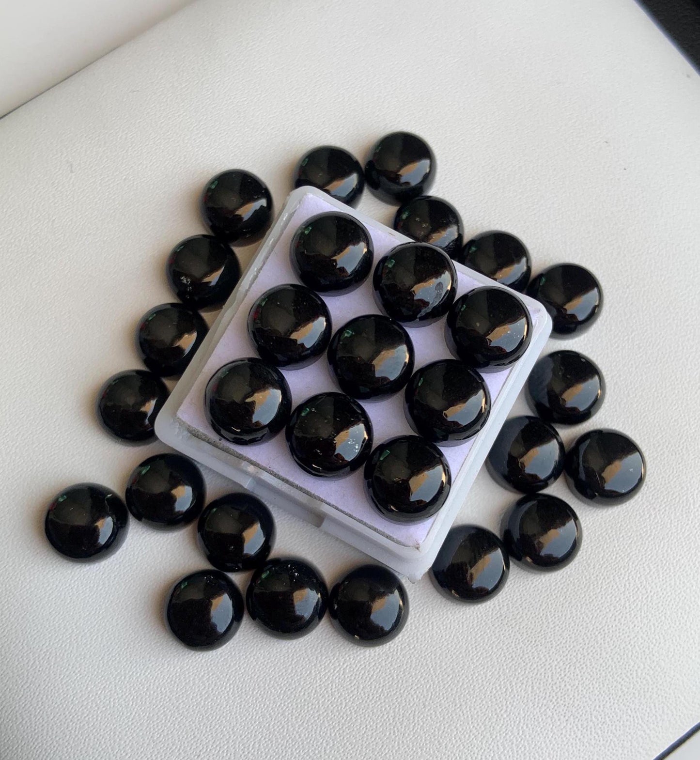 Natural Black Tourmaline Smooth Round Gemstone Cabochon, CALIBRATED Loose Stone Cab, Round Jewelry Making Cabochon Semi Precious Cabochons