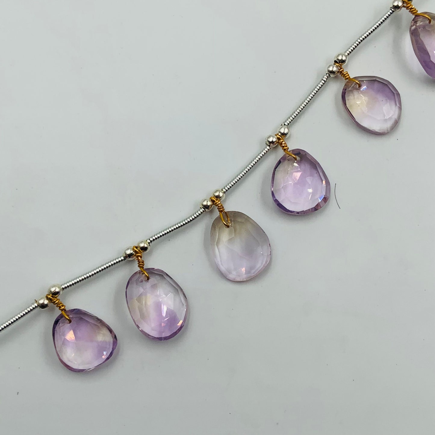 12 Pieces Natural Ametrine Rose Cut Slices Cabochons , Free Form Shape Cabochon, Faceted Rose Cut Flat Back Cabochons, Cut Stones Cabochons.