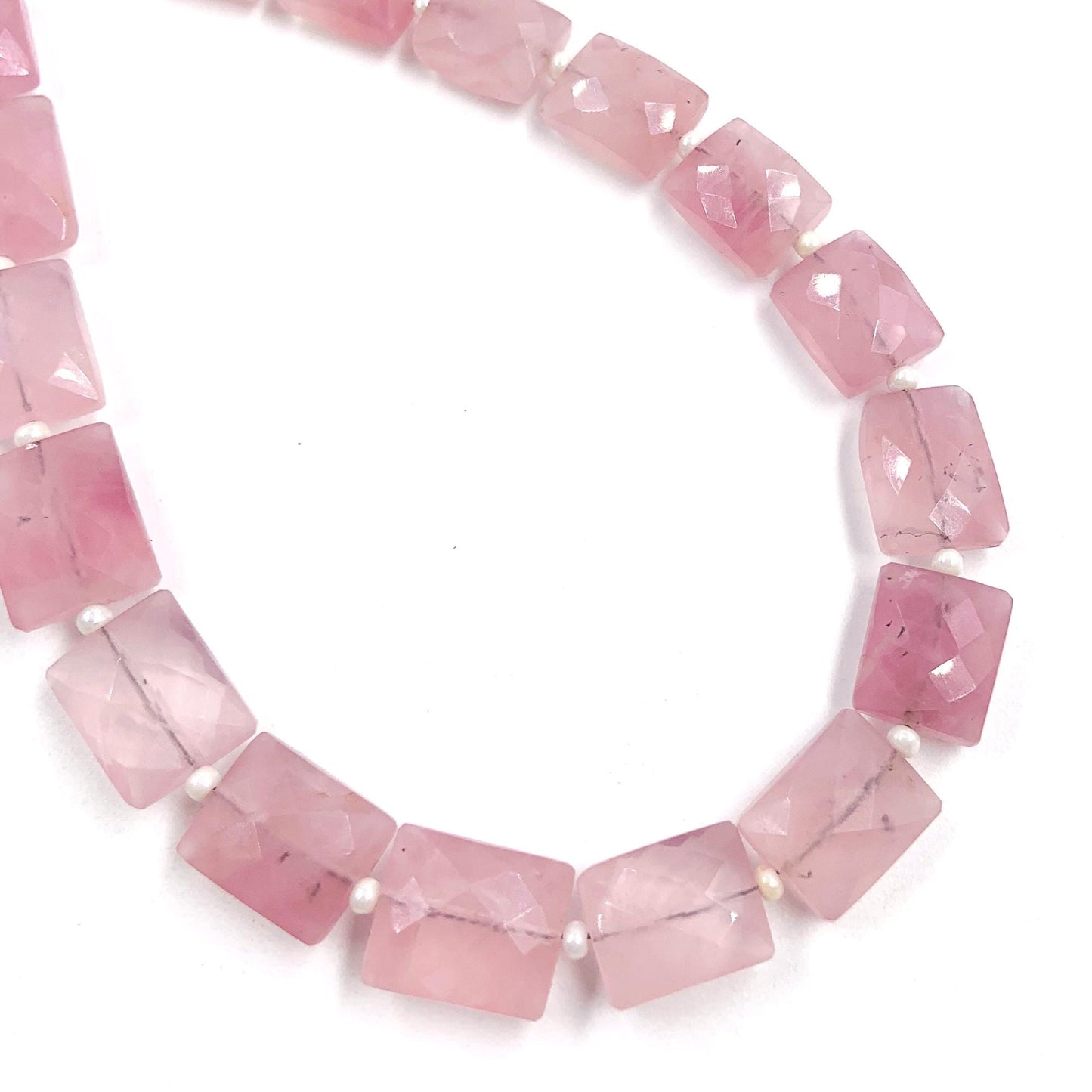 Natural Rose Quartz Rectangle faceted Center Drill Briolette Gemstone, Rose Quartz Chicklet Shape bead for Jewelry, 8 Inches Size 8x10x5mm